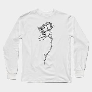 Minimal rose flower line art Long Sleeve T-Shirt